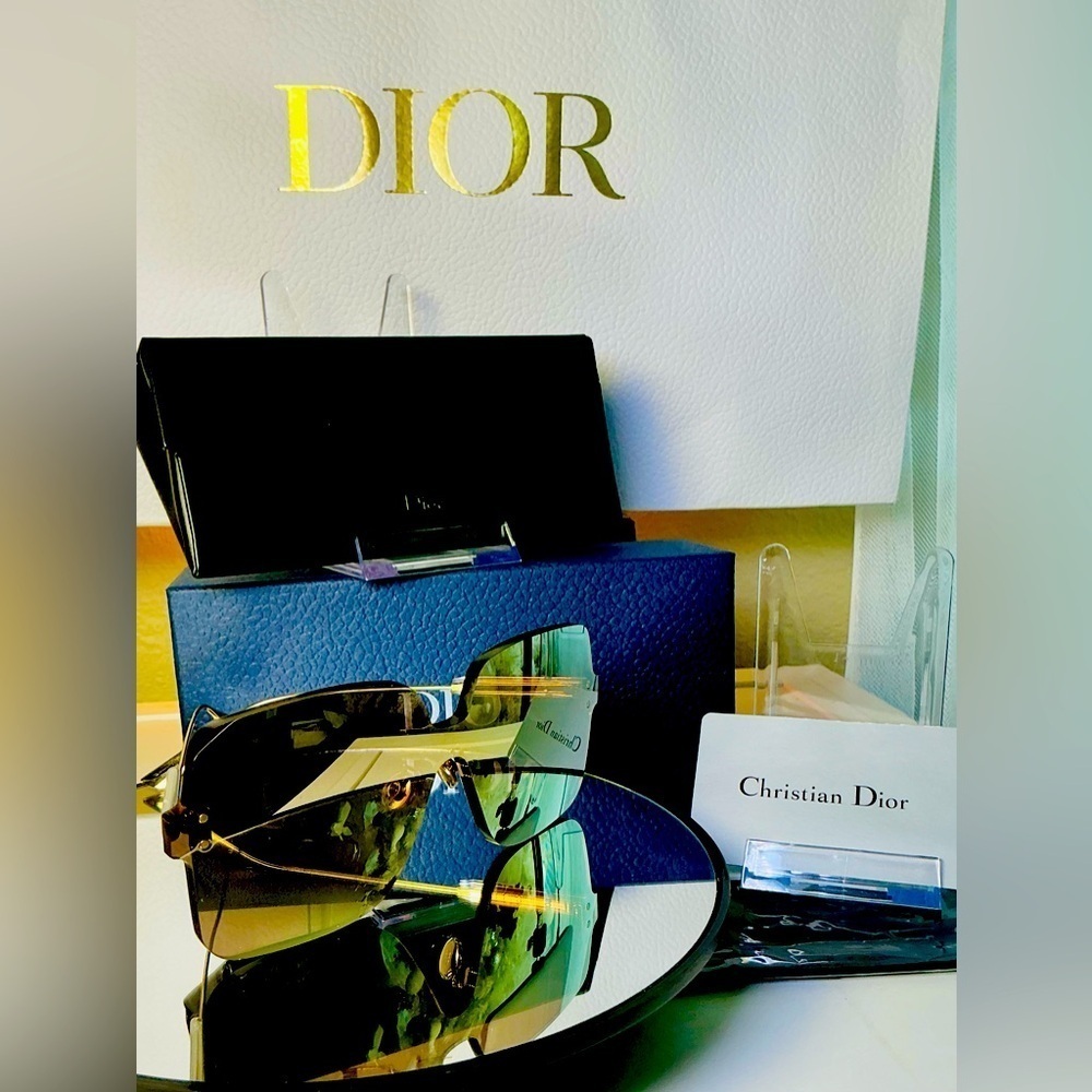 Christian Dior Color Quake 1 Sunglasses | Gold Lens Shield | New with Case & Box
